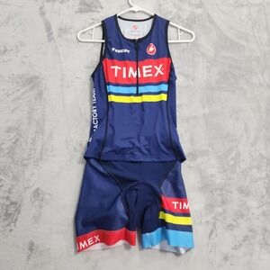 Castelli Timex Factory Team Cycling Tri Kit Womens Small Blue 2 Piece Padded